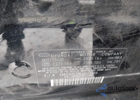 2020 Hyundai Ioniq Hybrid Blue z USA, uszkodzony, nr VIN KMHC65LC8LU239139